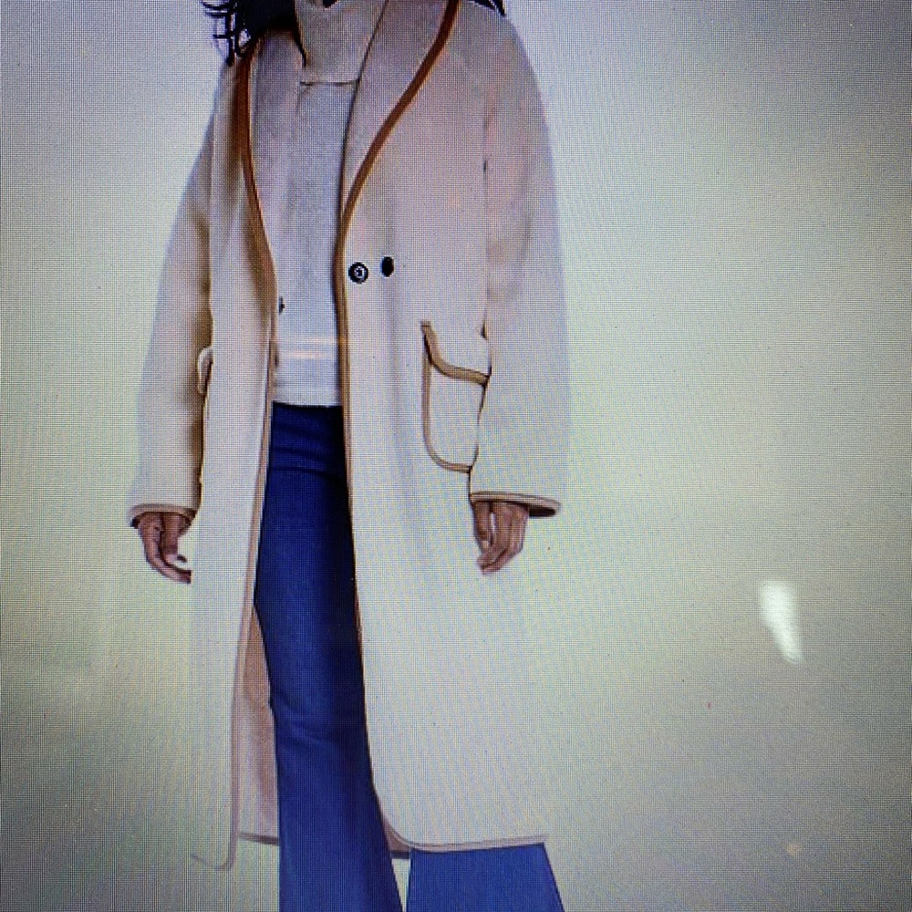 Faux fur maxi coat with contrast tape